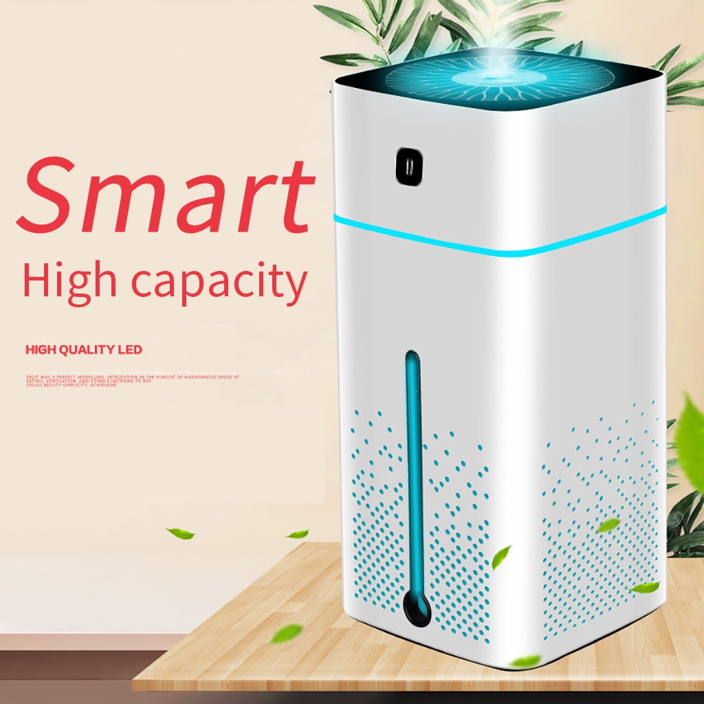 Small Desk Humidifier 1L Cool Mist Air Humidifier for Baby Bedroom Home and Office UV Ionization Lamp Water Leak-proof 2 Mist Levels Whisper Quiet Auto Off - White