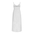 thumbnail image 3 of QLEICOM Summer Dress Savings Clearance Deals, Plus Size Casual Dresses, Women Sexy V Neck Sleeveless Hollow Out Tassel Lace Solid Ankle Length Dress, Beach Dress Sun Dresses White L, 3 of 5