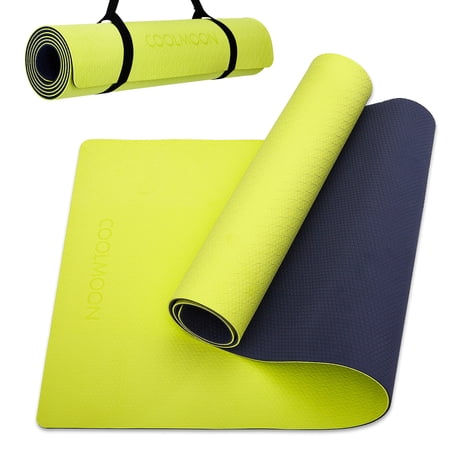 1/4 Inch Extra Thick Non Slip Yoga Mat TPE Double-Sided Fitness Mat for Yoga,Pilates,Workout,Yellow