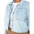 thumbnail image 3 of Celebrity Pink Women's and Women's Plus Hi Low Button Down Denim Top, Sizes XS-4X, 3 of 4