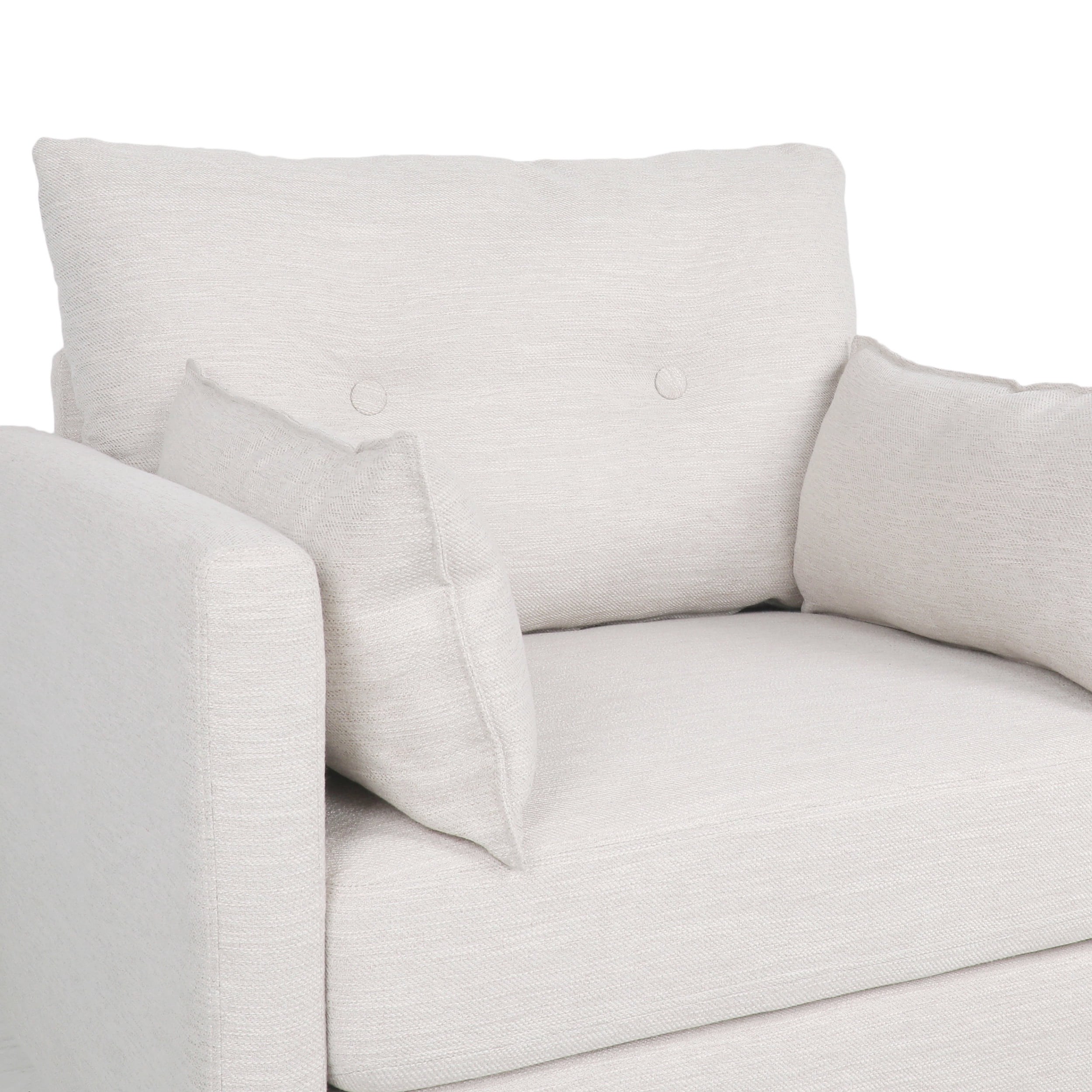 Noble House Grouse Fabric Tufted Club Chair with Accent Pillows, Beige and Walnut
