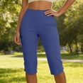thumbnail image 6 of Women's Capri Golf Trousers Casual Quick Dry UPF 50+ Lightweight Quick Dry 3/4 Cargo Pants Hiking Shorts with Pockets Blue M, 6 of 7