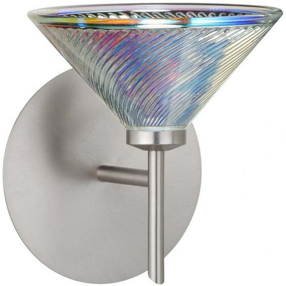 1SW-550493-LED-SN Besa Lighting Kona-One Light Mini Wall Sconce-5.5 Inches Wide by 6.5 Inches High-Satin Nickel Finish-Dicro Swirl Glass Color-LED