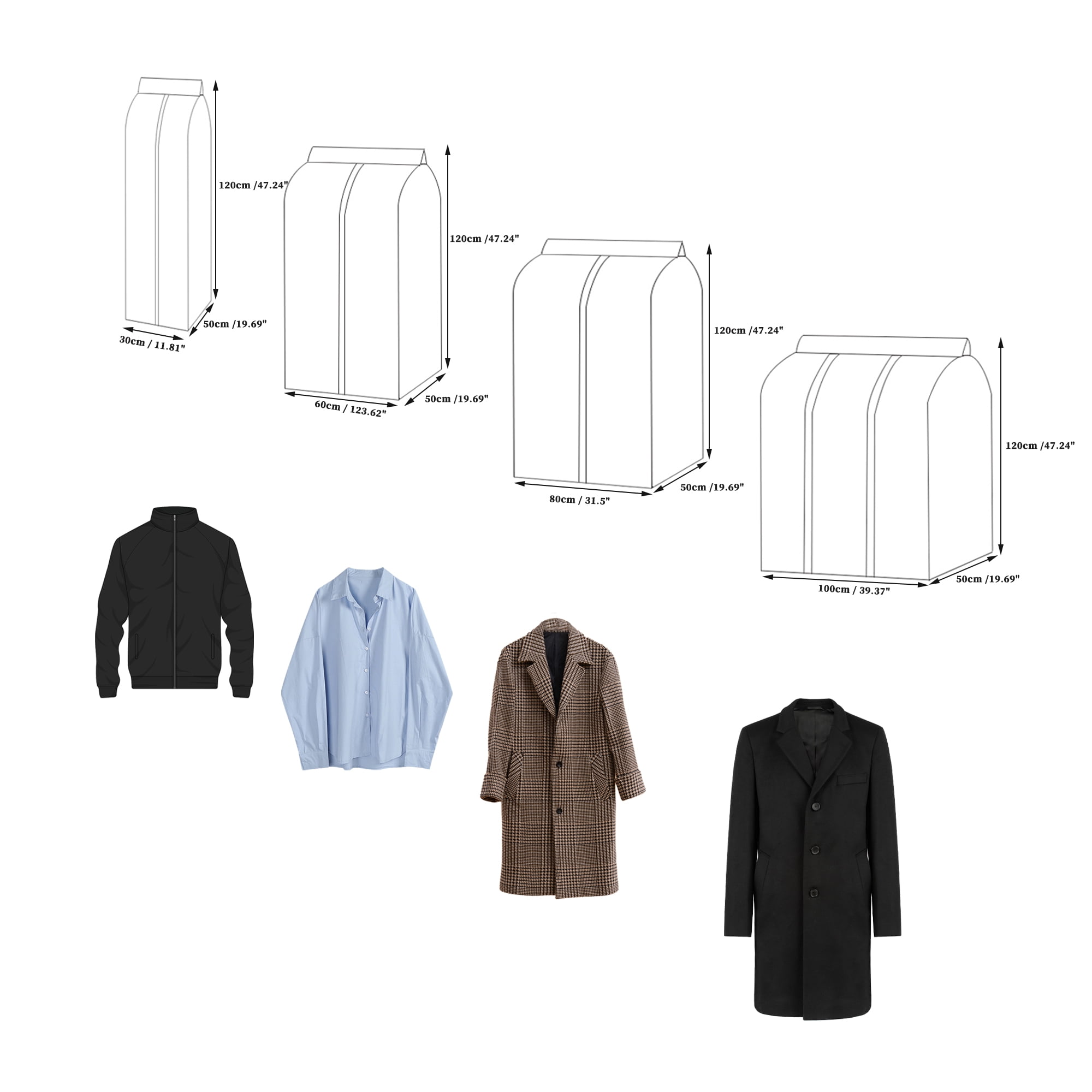 Unique Bargains Dust-Resistant Garment Bags with Magic Tapes for Closet Storage 31.5"x19.7"x47.2"