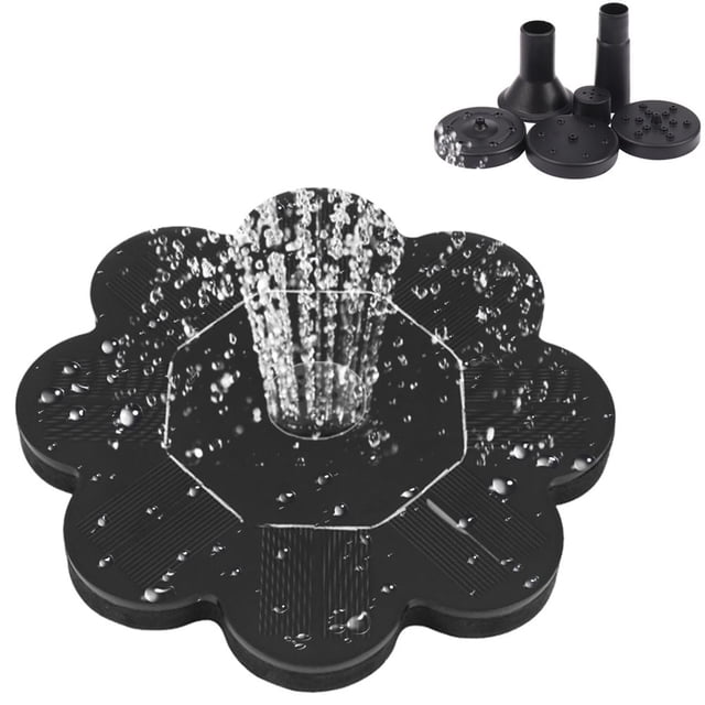 Solar Fountain Pump Flower Shape Solar Powered Birdbath Fountain Pump with 4 Water Spray Effects Garden Water Pump Outdoor Water Feature for Small Pond Pool and Fish Tank