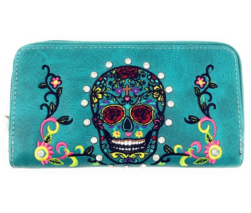 Skull Woman wallet , gift for her, Vegan womens wallet, Dia de los muertos Womens wallet, Necessary hot Clutch Wallet, Cute holidays gift