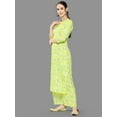 thumbnail image 5 of Janasya Women's Lemon Green Crepe Digital Print Dress with Palazzo, 5 of 7