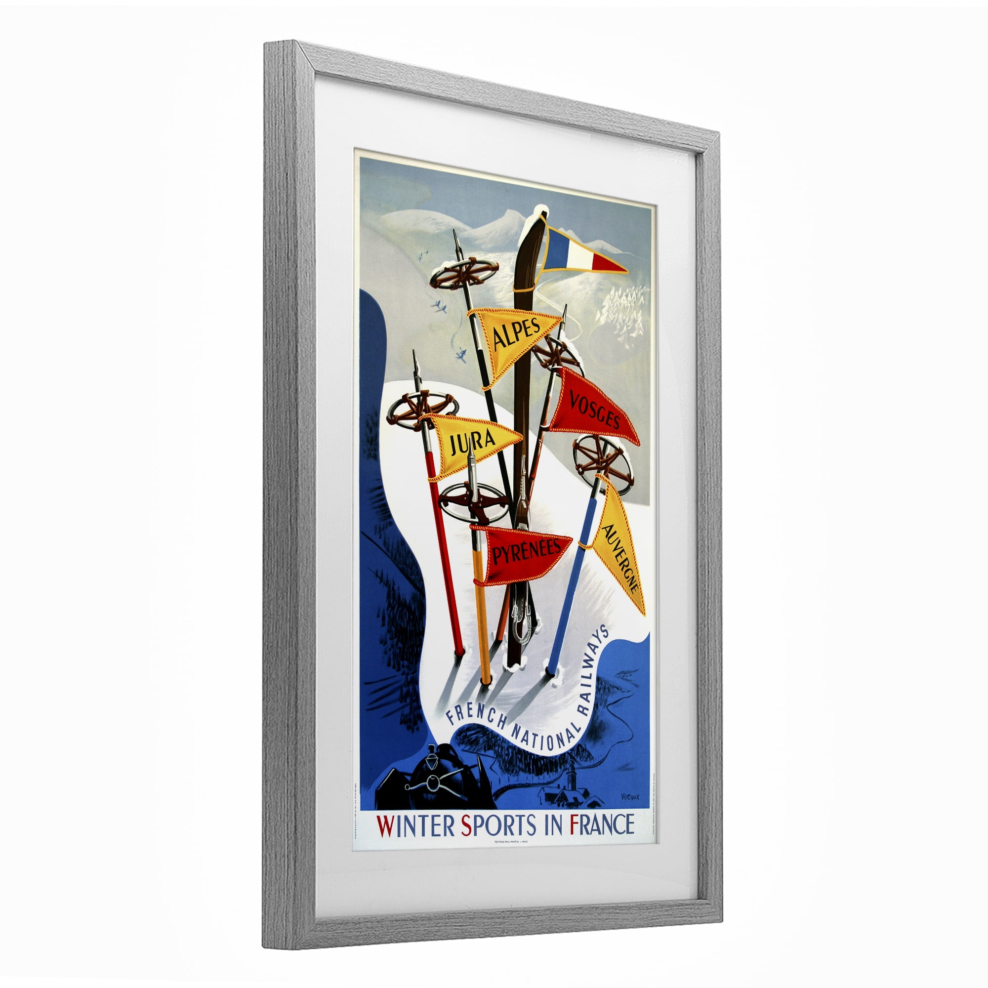 Stupell Industries Winter Sports In France Gray Framed Print Under Glass, design by Vintage Posters