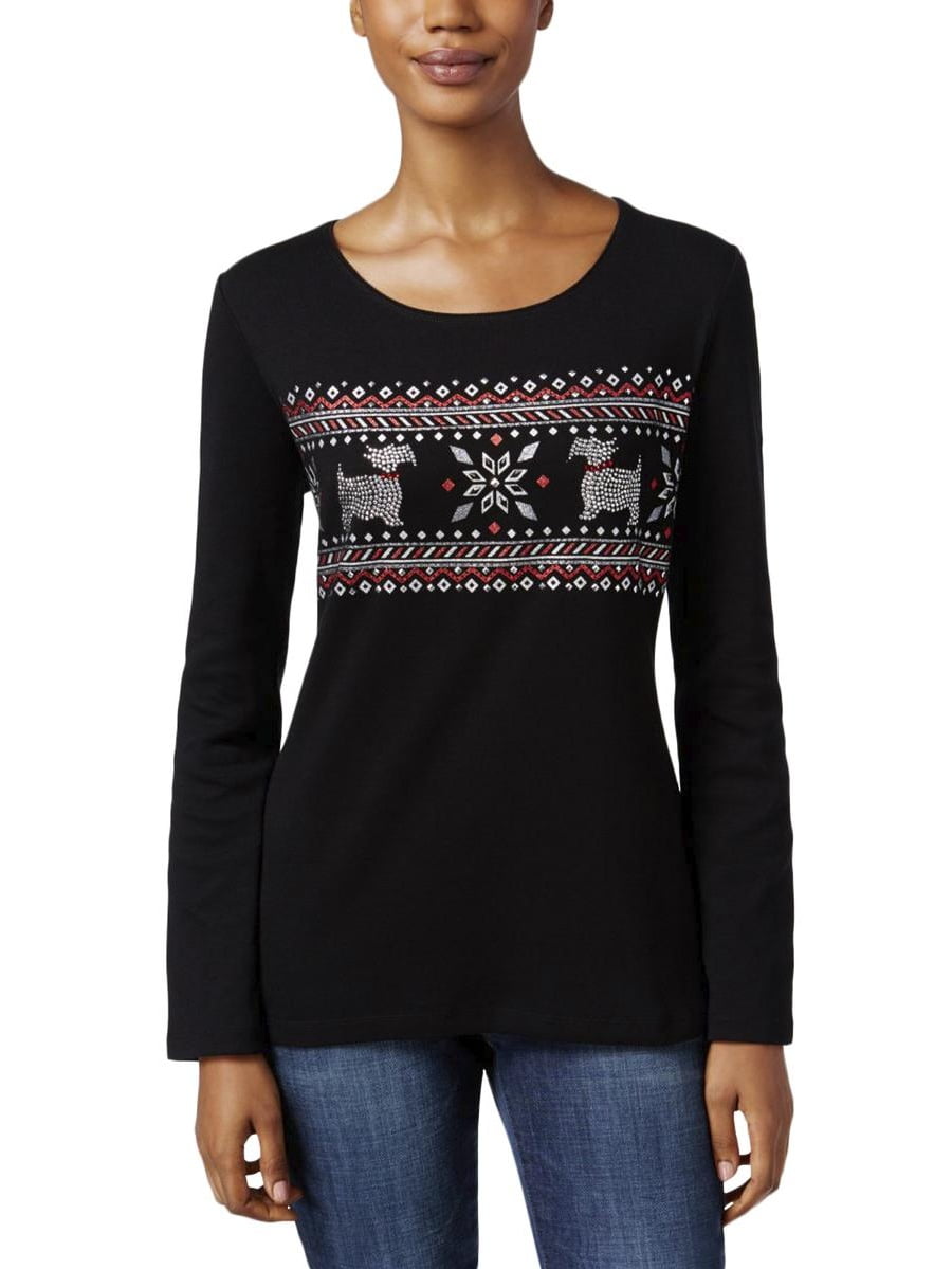 Karen Scott Womens Petites Cotton 