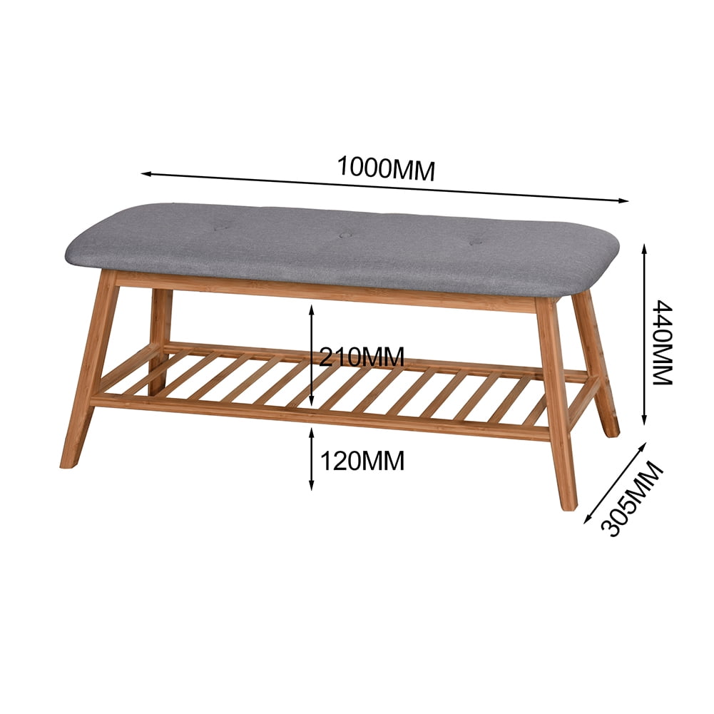 Kadyn Bamboo Bench, Entryway Shoe Rack with Storage, Modern Bench for Entryway Hallway, Brown