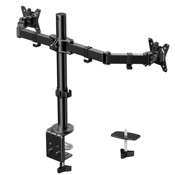 Dual Monitor Stand, Heavy Duty Adjustable Monitor Desk Mount for 2 Screens up to 32 Inches, Fully Adjustable Height, Tilt, Swivel, Rotate, Supports 17.6 lbs per Monitor Arm
