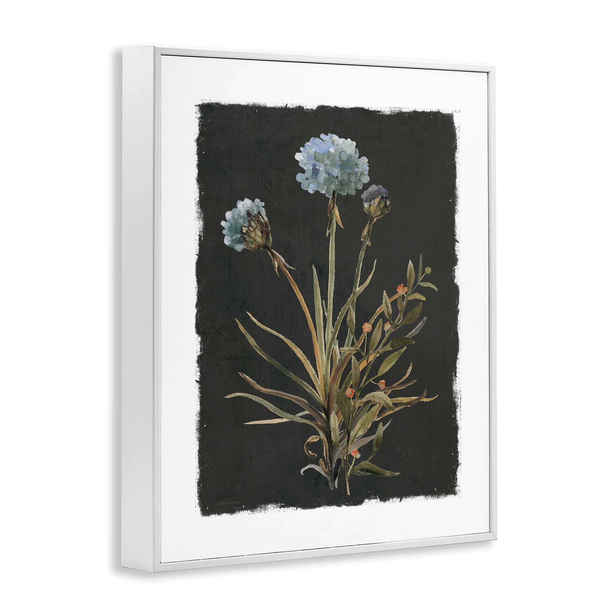 Stupell Industries Cerulean Bloom on Dark Green White Framed Giclee Art, design by Carol Robinson