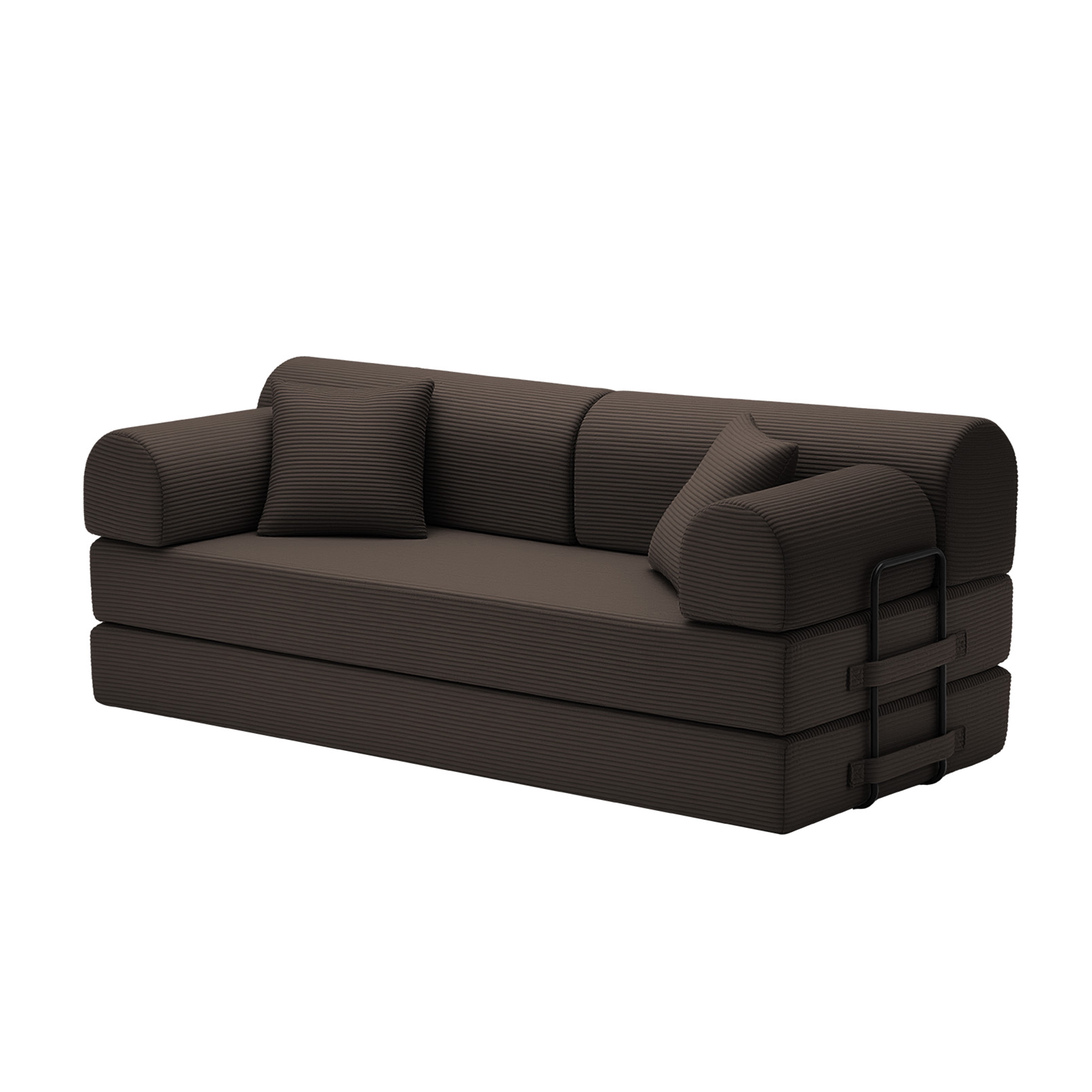 Sleeper Sofa Bed with Corduroy Fabric and Fixed-Shape Frame, Convertible Floor Lounge Couch and Folding Mattress Sofa for Living Room Bedroom, Brown