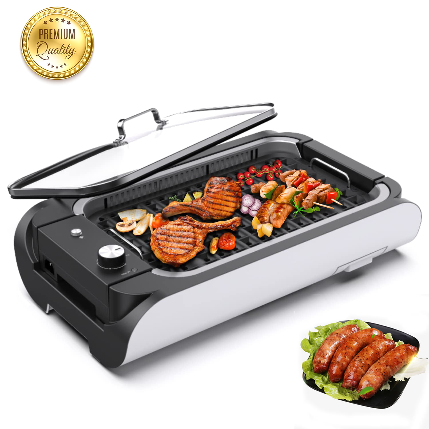 Smoke-less Non-Stick Coating with Removable Handles Cool-Touch griddle Electric Griddle nonstick Adjustable Temperature，40*23cm