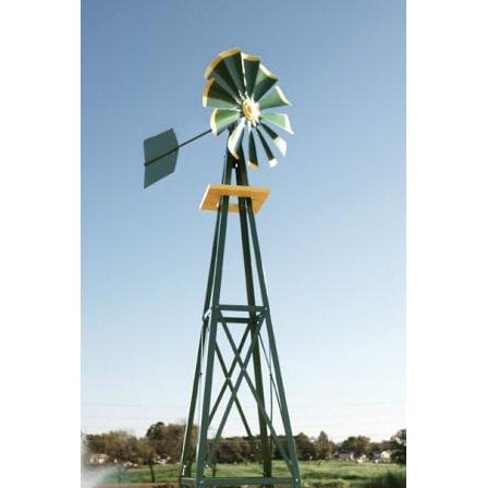 Decorative Green And Yellow Powder Coated Metal Backyard Windmill