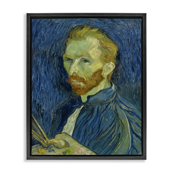 Stupell Industries Van Gogh Blue Self Portrait People Painting Black Floater Framed Canvas Art Print Wall Art, 17 x 21