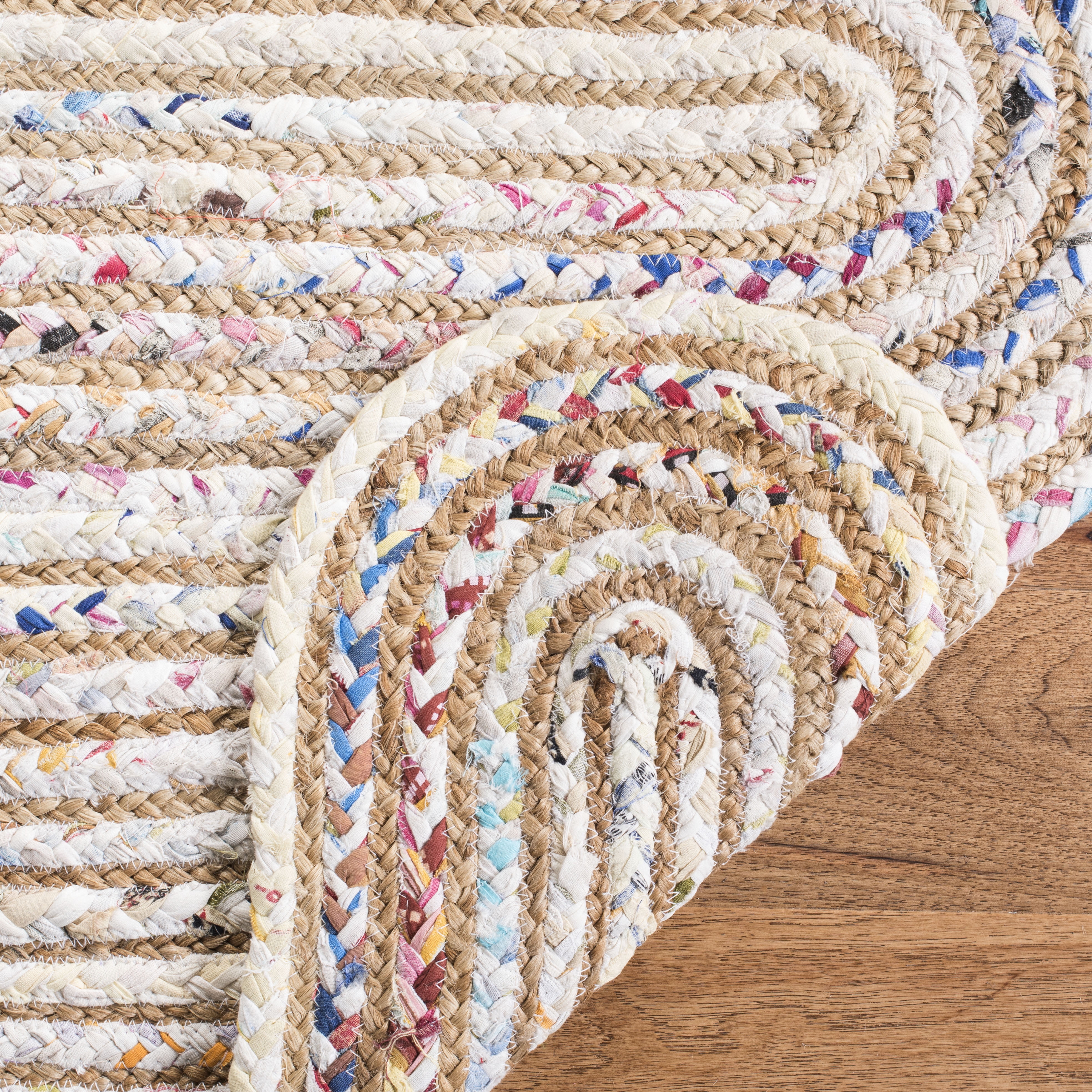 SAFAVIEH Cape Cod Nowell Striped Area Rug, Ivory/Multi, 6' x 6' Square