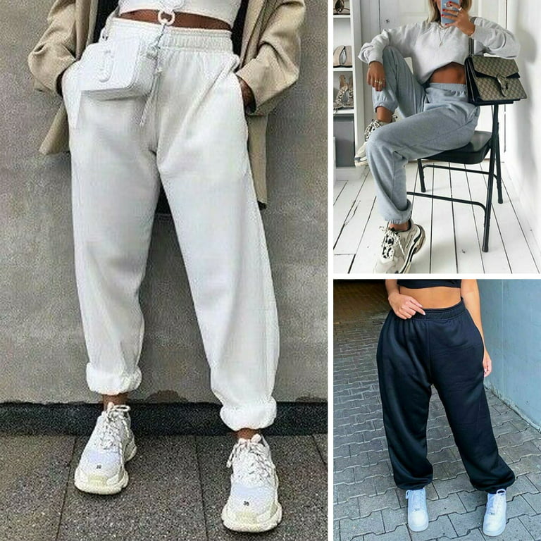 Fashion Women Casual Loose Long Pants Plus Size Hight Waist Sweatpants  Jogger work out Solid exercise Hip Hop Trousers 