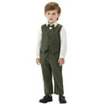 thumbnail image 2 of PINQI Spring Fall Summer Toddler Outfits Set Baby Boys Gentleman Suit Kids Formal Clothes Bowtie Long Sleeve Pocket Shirt and Tuxedo Vest and Pants Set(3-AG,12-24 Months, 2 of 9