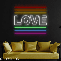 Glowneon Love Neon Sign, Pride Love Led Sign, Pride Flag Wall Decor
