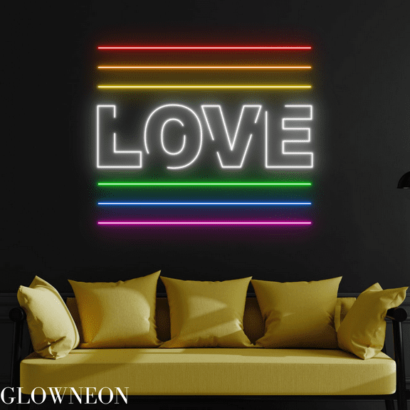 Glowneon Love Neon Sign, Pride Love Led Sign, Pride Flag Wall Decor