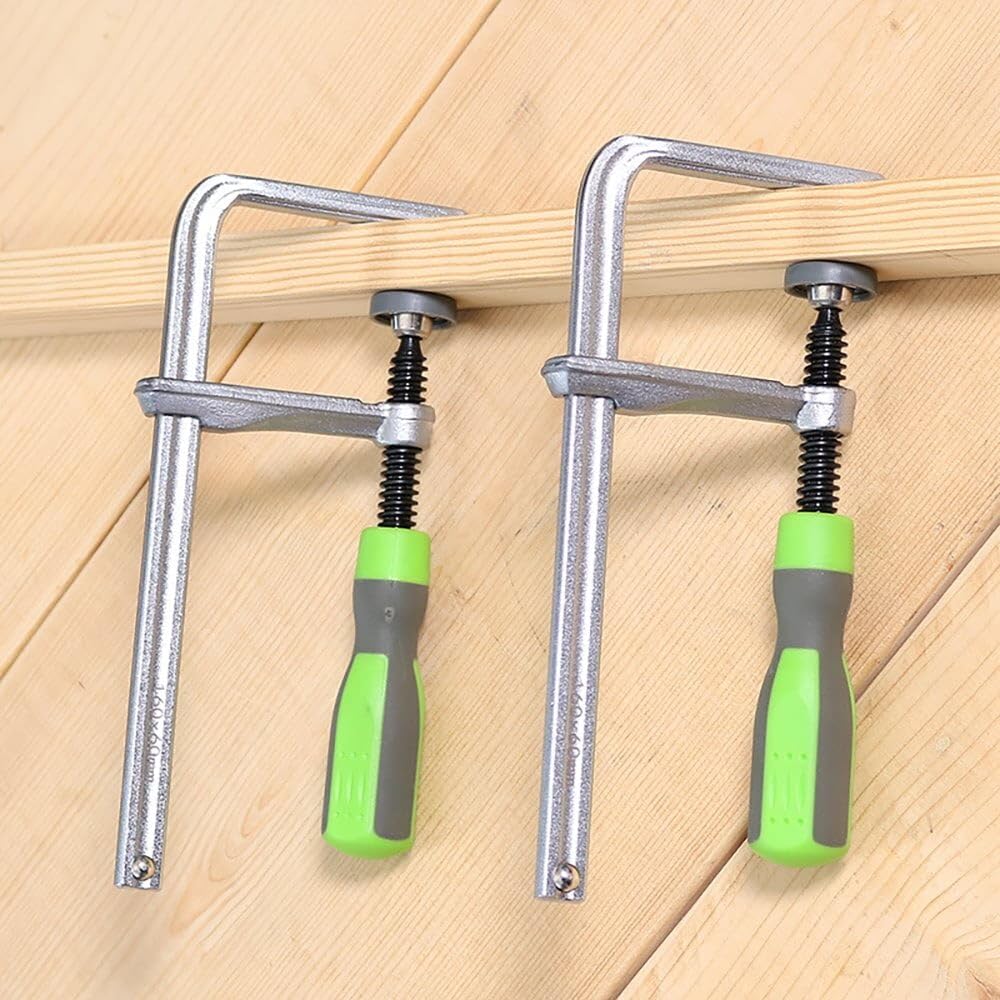 2Pcs Guide Rail Clamps with Plastic Handle Screw Action Arm for Woodworking MFT Table Track Saw Rails