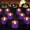 thumbnail image 1 of Homemory Paquete de 12 velas LED sin llama, funciona con pilas, más de 200 horas de velas falsas, velas votivas eléctricas LED parpadeantes para Halloween, Navidad, decoración de mesa central de boda, 1 of 4