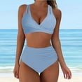 thumbnail image 2 of Gubotare Bikini Set for Women Two Piece Swimsuits V Neck Low Rise Crisscross Back Self Tie Spaghetti Straps (Light Blue,S), 2 of 6