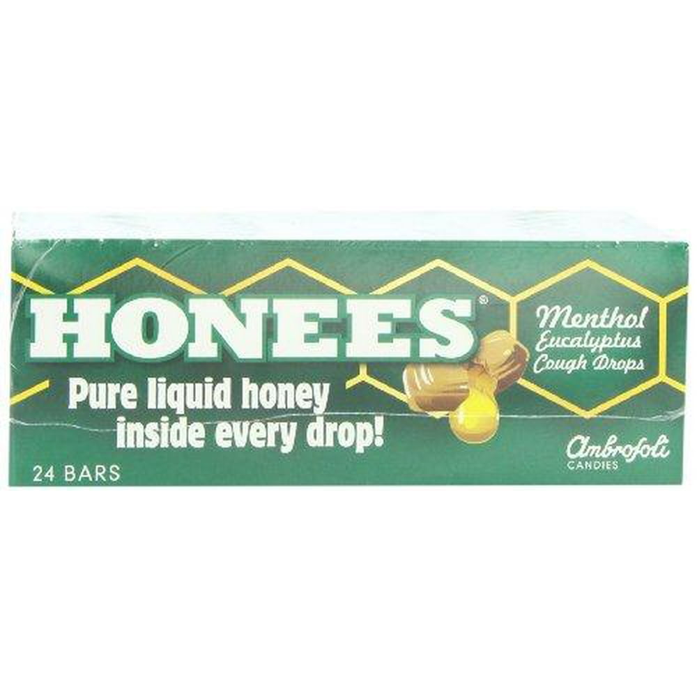 Honees Menthol Eucalyptus Cough Drops, 9Drop Bars (Pack of 24) (GREEN