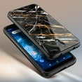 thumbnail image 3 of AT&T Fusion Z Case, AT&T Motivate Case with Tempered Glass Screen Protector (Full Coverage), Hybrid Defender Protective Shockproof Rugged Durable Case (Black Marble), 3 of 7