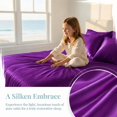 thumbnail image 5 of WVG Satin King Size Sheet Set 4PCS, Luxury Bed Sheets, Silky Fitted Sheet Bedding Set, Breathable Cooling Bed Sheets with 2pcs Pillowcases, Fits Deep Mattress, 5 of 7