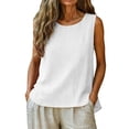 thumbnail image 6 of Paiwinds Women's Sleeveless Linen Blend Tank Top with Pocket, Casual Loose Fit Summer Blouse, Solid Color Round Neck Tunic Shirt, 6 of 8