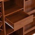 thumbnail image 3 of 41.9" Home Bar Cabinet, Industrial Walnut Rattan Door Fold Out Bar Cabinet with Storage Bar Table, 3 of 10