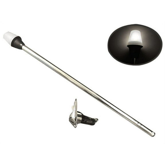 Pactrade Marine Boat Navigation All-Round Warm White Stern Light, 2-Prong Chrome Base, 24" L