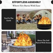 FEBTECH Smokeless Fire Ring Liner - 48 x 12 - Heat Resistant Coated Carbon Steel Portable Firepit Insert - Versatile DIY Fire Ring for in and Above Ground - Perfect for Backyard & Outdoor Bonfire