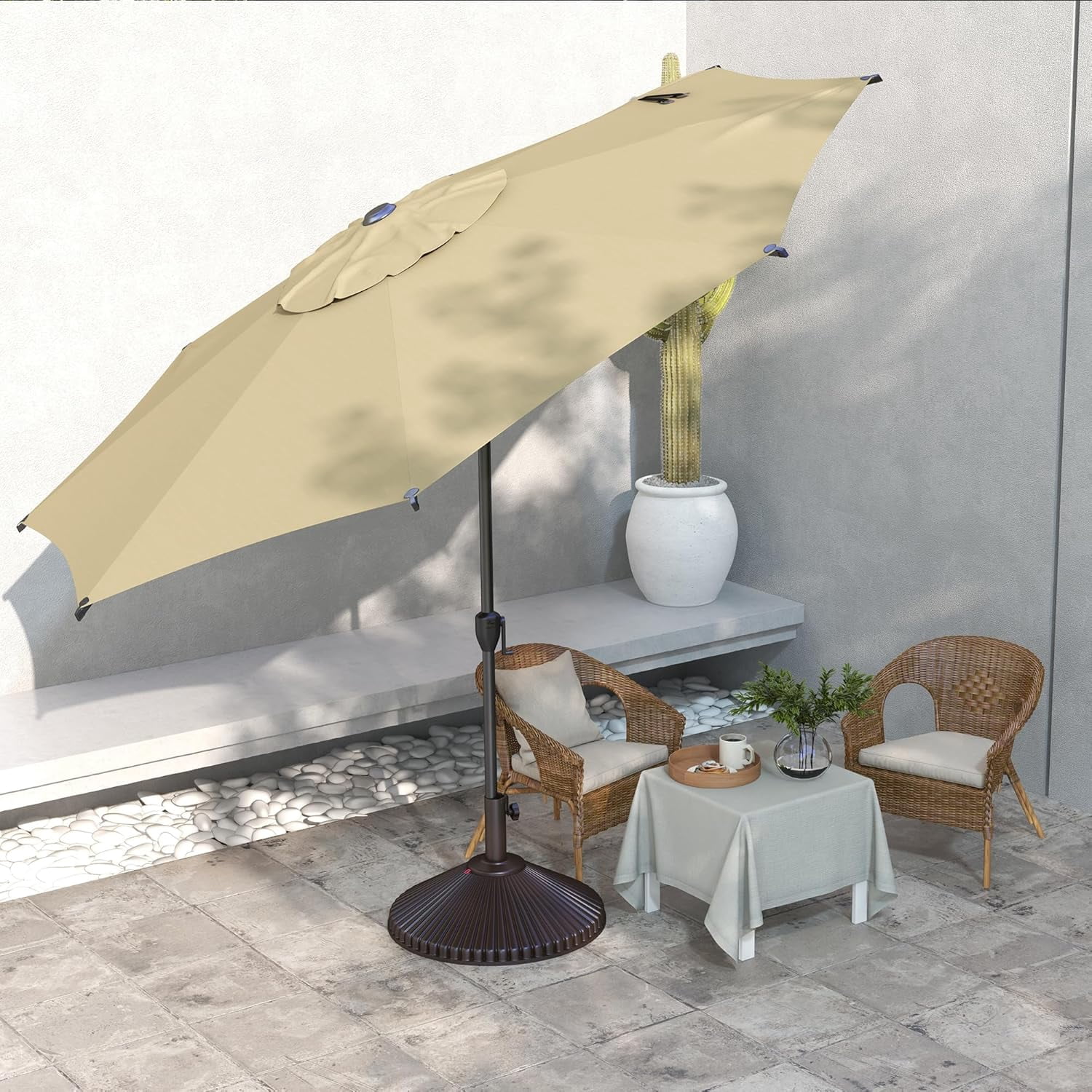 Abba Patio 9ft Lyon Outdoor Patio Umbrella Cover Replacement w/ 8 Sturdy Ribs, Brown