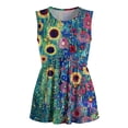 thumbnail image 5 of JTZGDY Flowy Tank Tops for Women Trendy Floral Printed Summer Sleeveless Scoop Neck Ruched Pleated Loose Fit Cozy Tunic Blouse Dressy Peplum Top, 5 of 7