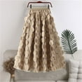 thumbnail image 2 of MIXUE Skirts For Women Summer Solid Color Polka Dots Embroidery Elastic High Waist Elegant Party Wedding A Line Maxi Skirt Activewear,Brown,One Size, 2 of 3