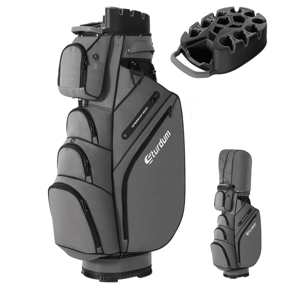 Sturdum T-Lock Golf Cart Bag, 14-Way Full-Length Divider Golf Bag with Rigid Inner Shell, Quiet Club Organization System, Ergonomic Padded Strap & Rain Cover