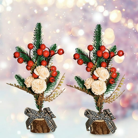 Pine Twigs Decorative Realistic Looking Excellent Mini Christmas Berry Pine Tree Festival Floral Ornament Decoration