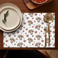 thumbnail image 4 of White Cow Hat Flower Pattern Summer Placemats Table Placemats Set Of 6-Linen Kitchen Washable Placemats Table Mats 11.8"x17.7" Non-Slip Heat Resistant, 4 of 5