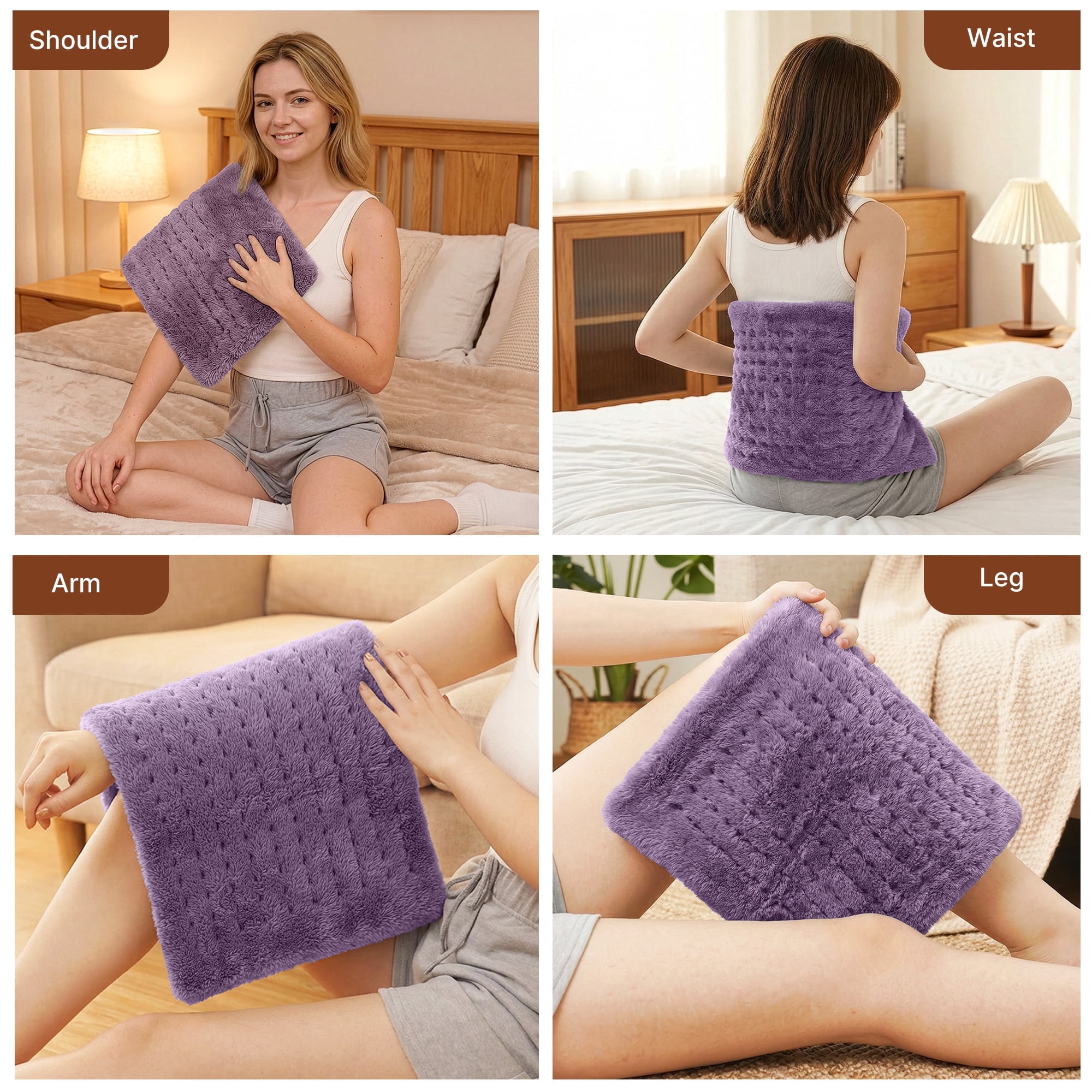 RENPHO Heating Pad for Back Pain Relief & Period Cramps, HSA FSA Eligible, Heat Pad for Neck and Shoulder,12"x24", Mothers Day Birthday Gifts for Women Men, Dark Purple