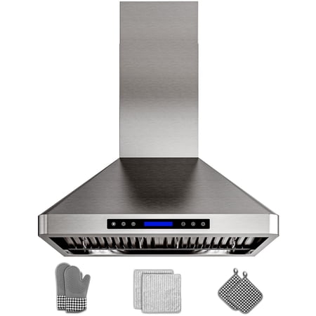 GIMSOL 30" Wall Mount Range Hood, 900 CFM, 4-Speed Touch Control, Stainless Steel, Ducted/Ductless