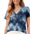 thumbnail image 2 of WQD Womens Short Sleeve V Neck T Shirts Casual Tie Dye Tops Loose Fit Basic Summer Tee Trendy Printed Blouse, 2 of 8