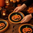 thumbnail image 3 of 7" Halloween Party Paper Plates Pumpkin Face Disposable Round Dinnerware for Holiday Gatherings and Table Settings 10 Pack, 3 of 6