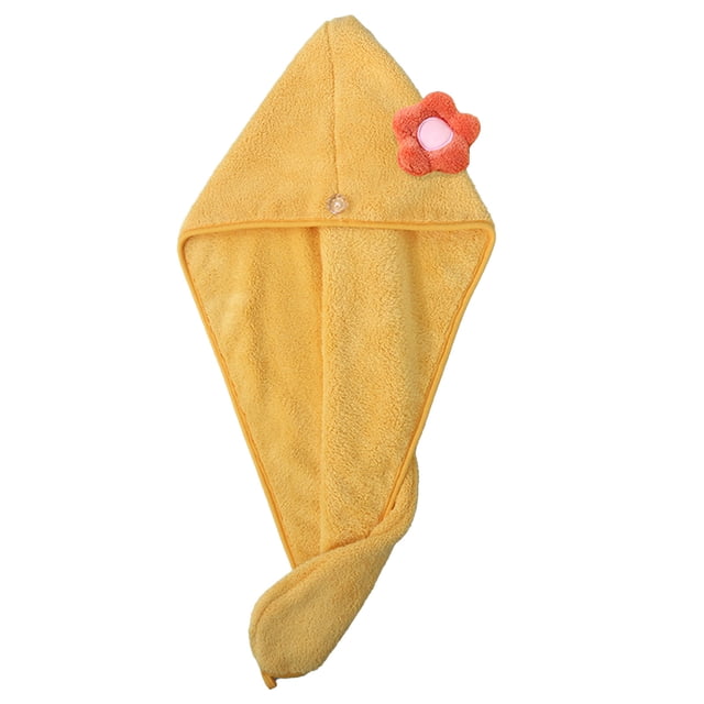 Vwrxbz Hair Drying Towel Wrap Microfiber Turban Super Absorbent Quick Dry Bath Cap with Button