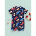 thumbnail image 5 of GXFC Infant Boys Casual Romper Cartoon Tiger/ Dinosaur Print Round Neck Zip Up Jumpsuit Dark Blue/ Green, 5 of 9