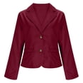 thumbnail image 3 of Women's Solid Color Lapel Long Sleeve Button Loose Blazer Fashion Suit Jacket Wine Red M, 3 of 6