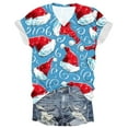 thumbnail image 2 of Puntoco Blusa de manga corta con cuello en V y estampado liso para mujer, estilo casual, para verano, 2 of 3