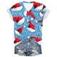 thumbnail image 2 of Puntoco Blusa de manga corta con cuello en V y estampado liso para mujer, estilo casual, para verano, 2 of 3